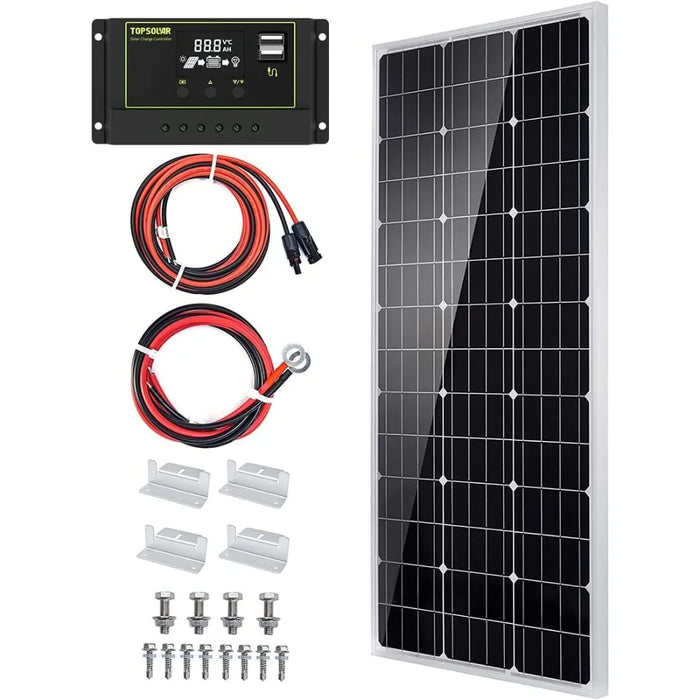 Enagua Mart TopSolar Solar Panel Kit 100W - 12V Monocrystalline Off-Grid System