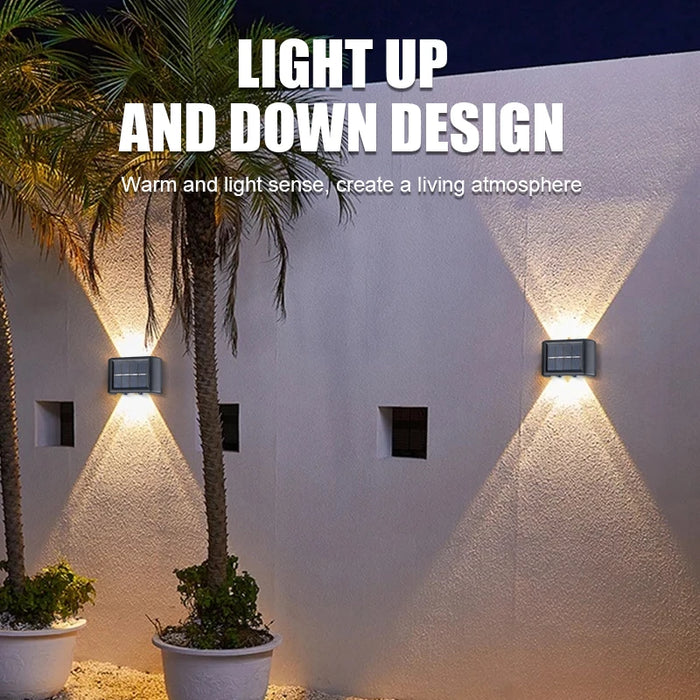 Enagua Mart 4LED Beads Solar Powered Waterproof Wall Light - Up and Down Light for Courtyard, Garden, Carport