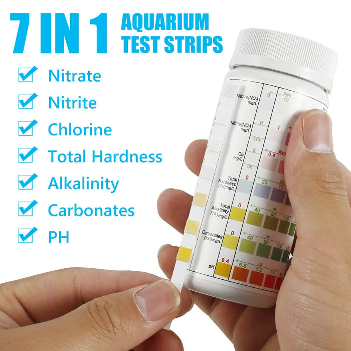 Enagua Mart 100PCS Aquarium Test Strips – 7-in-1 Fish Tank Water Quality Testing Kit