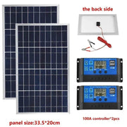 Enagua Mart 300W Solar Panel Kit - Complete 12V Polycrystalline USB Power Portable Outdoor Rechargeable Solar Generator for Home - Enagua Mart