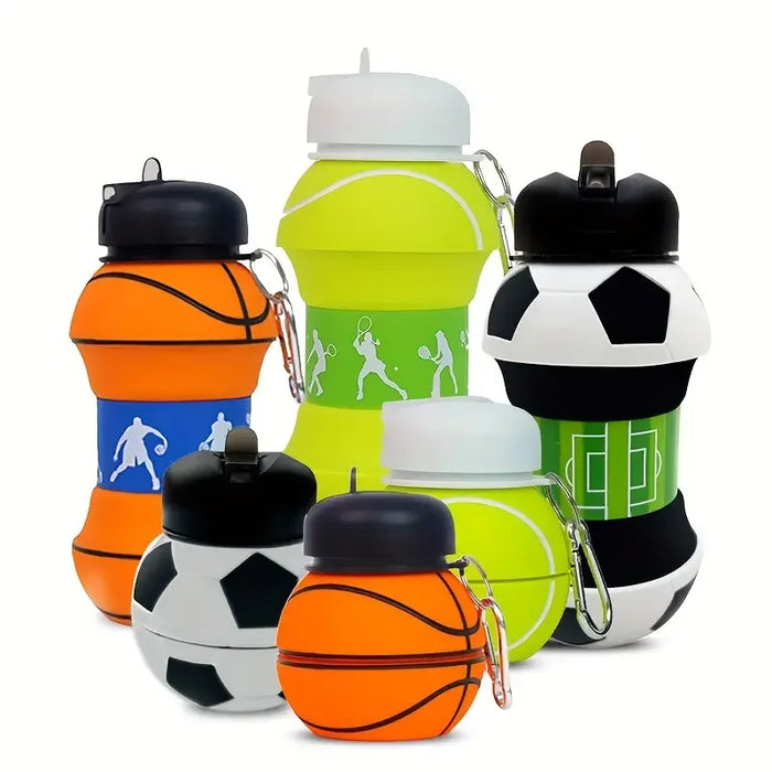 Enagua Mart Foldable Silicone Water Bottle - Sports Bottle for Football and Basketball