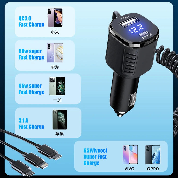 Enagua Mart 3-in-1 USB Car Charger - 126W Super Fast Charging Adapter