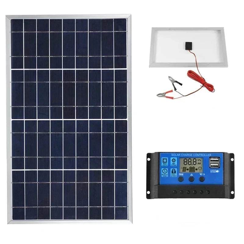 Enagua Mart 300W Solar Panel Kit - Complete 12V Polycrystalline USB Power Portable Outdoor Rechargeable Solar Generator for Home - Enagua Mart