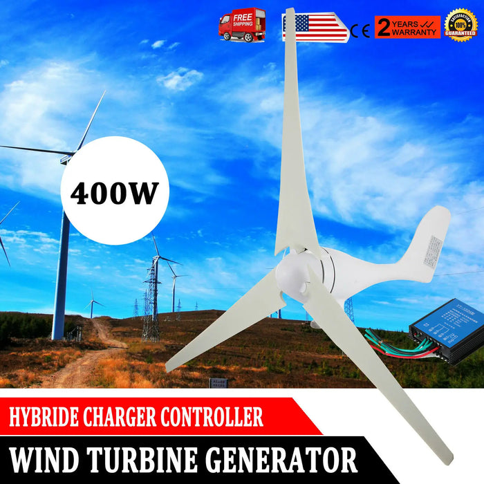 Enagua Mart Wind Turbine 1200W Hybrid Generator - 12V, 3/5 Blades, PWM Controller