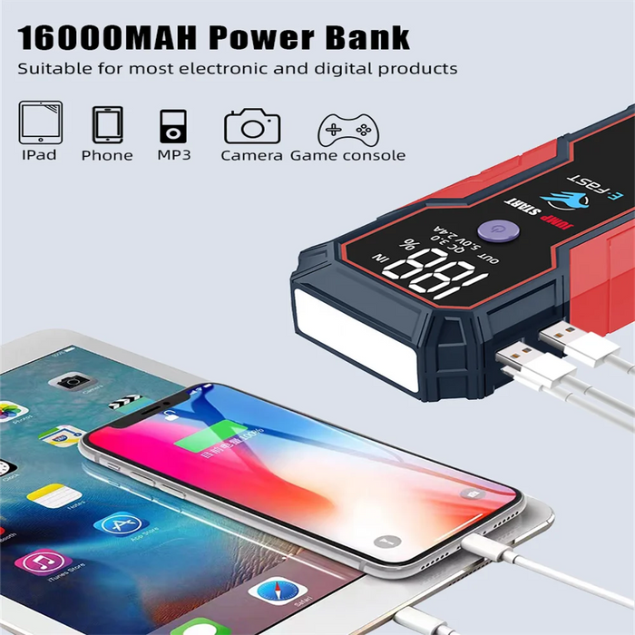 Enagua Mart 20000mAh Car Jump Starter Emergency Power Bank – 800A Portable Battery Charger for 12V Truck 3.0L/5.0L Auto Booster Starting Device