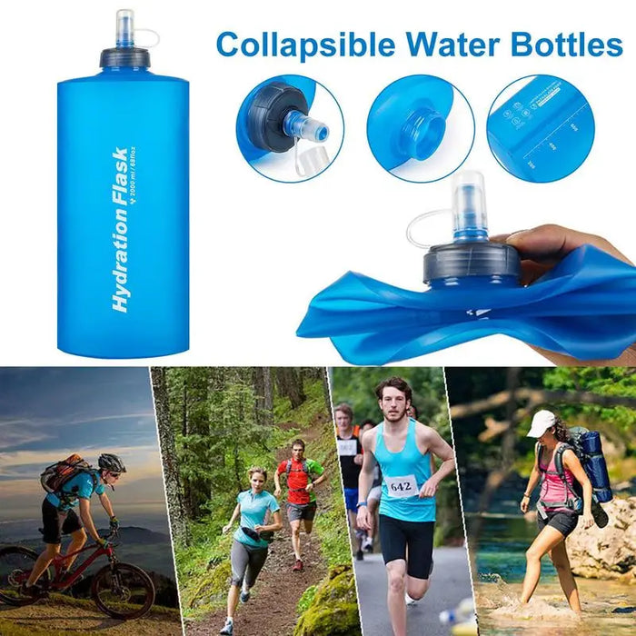 Enagua Mart Portable Collapsible Sports Bottle - Leakproof Silicone Bottle for Gym and Running