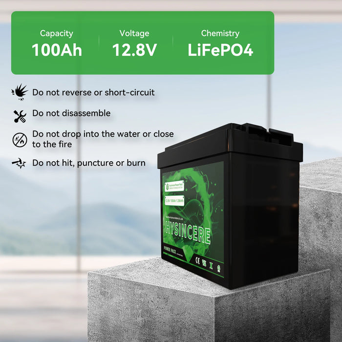 Enagua Mart Hysincere 12V 100Ah LiFePO4 Battery Pack - Built-In BMS for Solar, RV, and Home Energy Storage