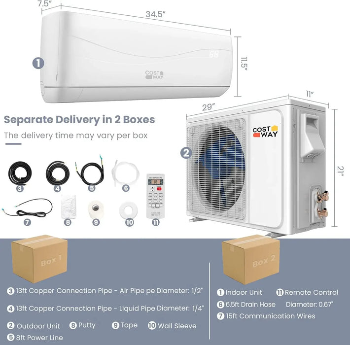 Enagua Mart 12,000 BTU Mini Split Air Conditioner Heater - 20 SEER2 115V Wall Mounted Ductless AC Unit Cools Rooms Up to 750 Sq. Ft.