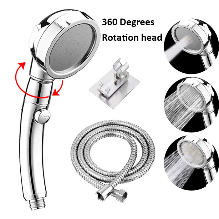 Enagua Mart 360° Rotating Shower Head - 3 Adjustable Modes, High-Pressure Handheld Showerhead with Stop Button