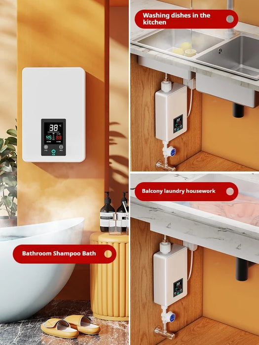 Enagua Mart Tankless Point-of-Use Water Heater - Digital Display Electric Instant Hot Water Heater with Self-Modulating Overheating Protection