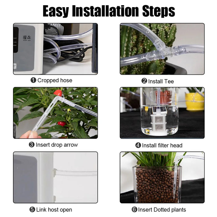 Enagua Mart Drip System Timer - Solar Garden Drip Irrigation Device with Double Pump and Intelligent Controller