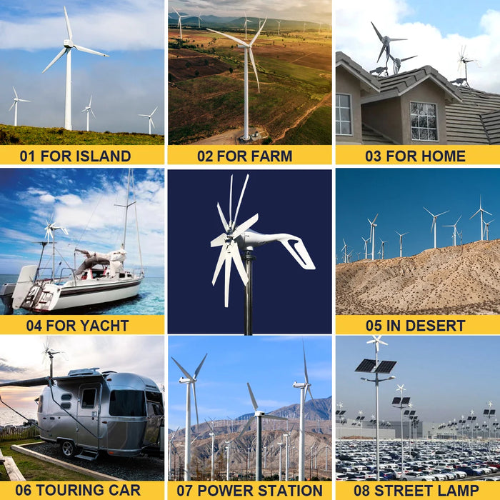 Enagua Mart 3000W Wind Turbine Generator - 12V/24V/48V DC, 220V AC Home System, Free Green Alternative Energy for Solar Panels