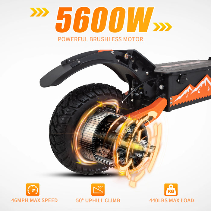 Enagua Mart ARWIBON Dual Motor Electric Scooter - 5600W, 50mph, Off-Road Folding Scooter with 60V Battery and 11-Inch Tires