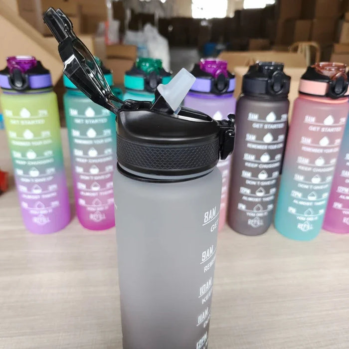 Enagua Mart 1 Liter Motivational Sport Water Bottle - Leakproof, BPA-Free Drinking Bottle for Outdoor Travel, Gym, Fitness, and Kitchen Use