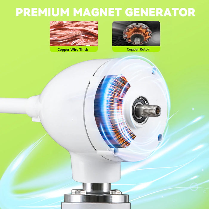 Enagua Mart 4000W Horizontal Wind Turbine Generator - Hybrid Solar Wind Power System for Home Use with MPPT Charger