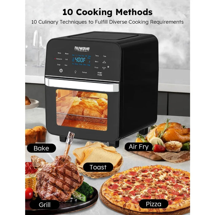 Enagua Mart 15.5 Qt Air Fryer Oven - X-Large Family Size with Rotisserie Basket, Skewer Kit, Ultra Non-Stick Grill Plate