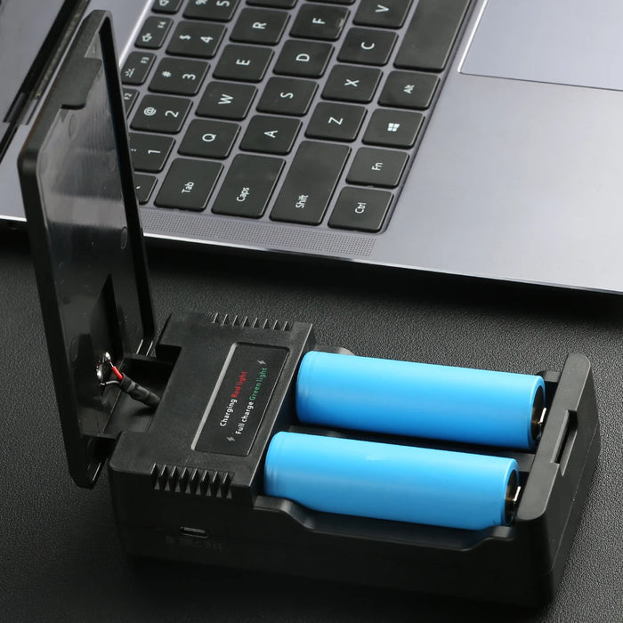 Enagua Mart Battery Charger - 2 Slots for 26650, 21700, 18650, and Other Lithium Batteries with Type-C Input