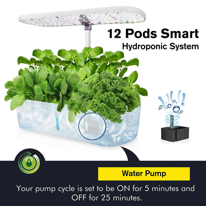 Enagua Mart Hydroponics Growing System 12-Pod Indoor Garden System with LED Full Spectrum Plant Grow Light