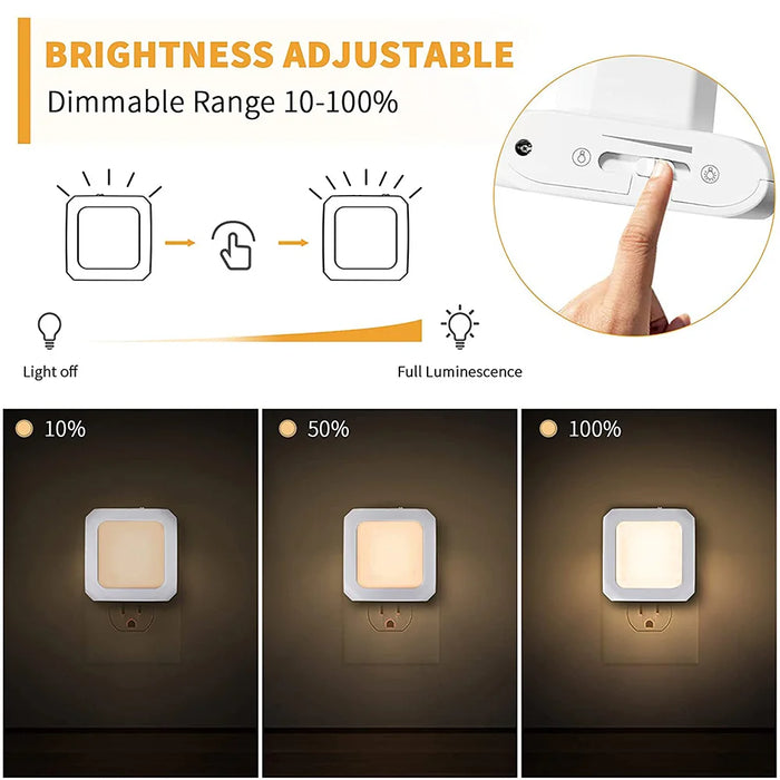 Enagua Mart Plug-In Night Light for Kids - Auto Dusk-to-Dawn Sensor LED Lamp, Warm White (EU/US/UK Plug)