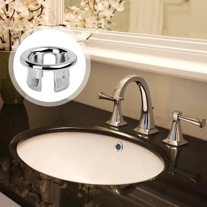 Enagua Mart 4PCS Plastic Bathroom Kitchen Basin Sink Overflow Cover Ring - Chrome Hole Round Drain Cap