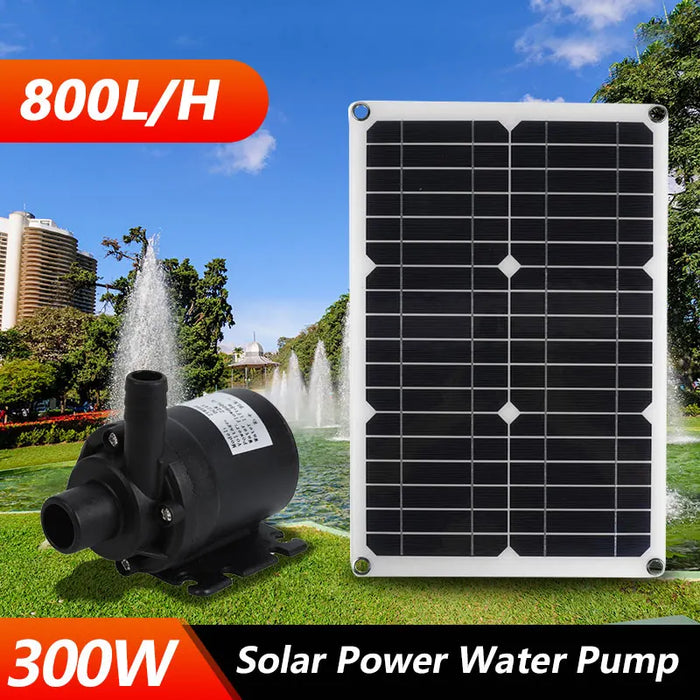 Enagua Mart 300W 800L/H Solar Panel Power Bank Water Pump Set - Ultra-Quiet Submersible Water Pump for Fish Ponds, Gardens, and Fountains