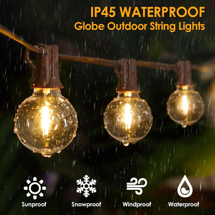 Enagua Mart G40 Dimmable Outdoor String Lights - Shatterproof Plastic LED Bulbs for Garden, Patio & Christmas Decor