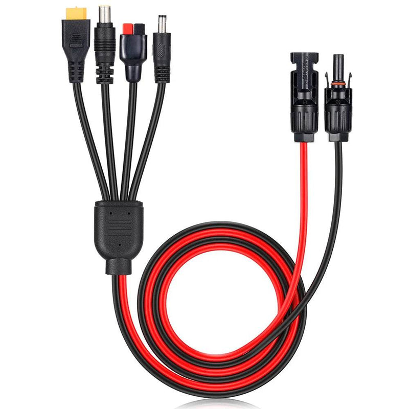 Enagua Mart 4-in-1 Solar Panel Connector Extension Line - XT60 Female Conn to DC5521/7909 Cable Splitter Connector DC Adapter Power Plug 12AWG - Enagua Mart