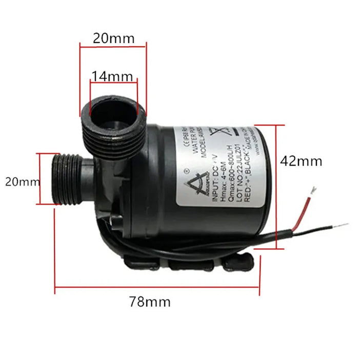 Enagua Mart 12V/24V DC Mini Brass Quick Joint Water Pump - Brushless Heater Solar Pump for Fish Tank & Submersible Use