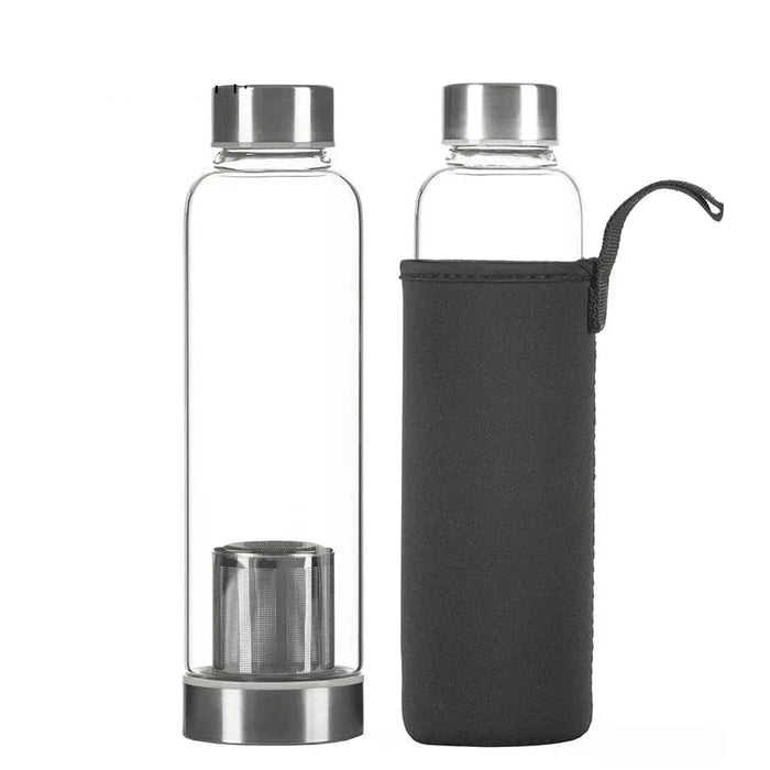 Enagua Mart 550ml Glass Water Bottle - High-Temperature Resistant with Tea Infuser and Nylon Cover