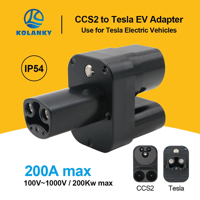 Enagua Mart CCS2 to Tesla EV Charger Adapter - 200A DC Fast Charging for PHEV and Hybrid Cars