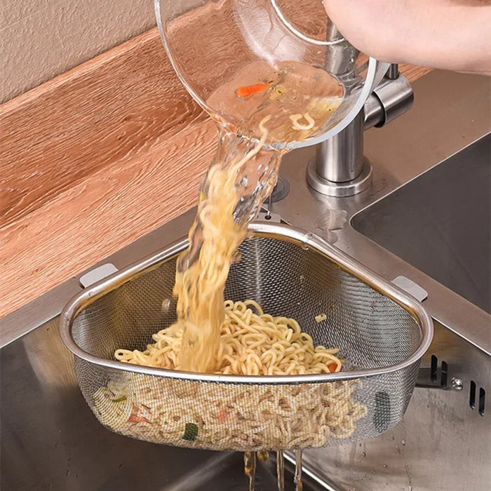 Enagua Mart Stainless Steel Triangle Sink Drain Basket - Food Debris and Waste Strainer for Home Use