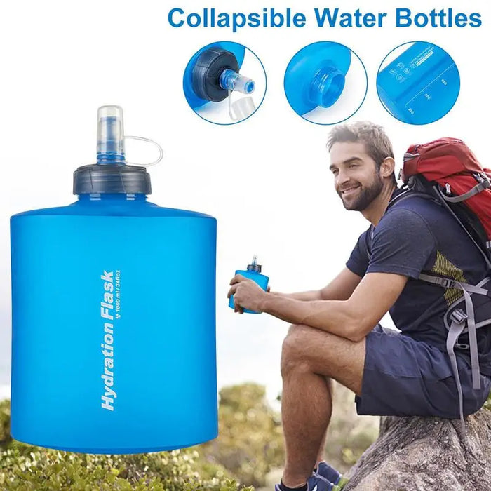 Enagua Mart Portable Collapsible Sports Bottle - Leakproof Silicone Bottle for Gym and Running