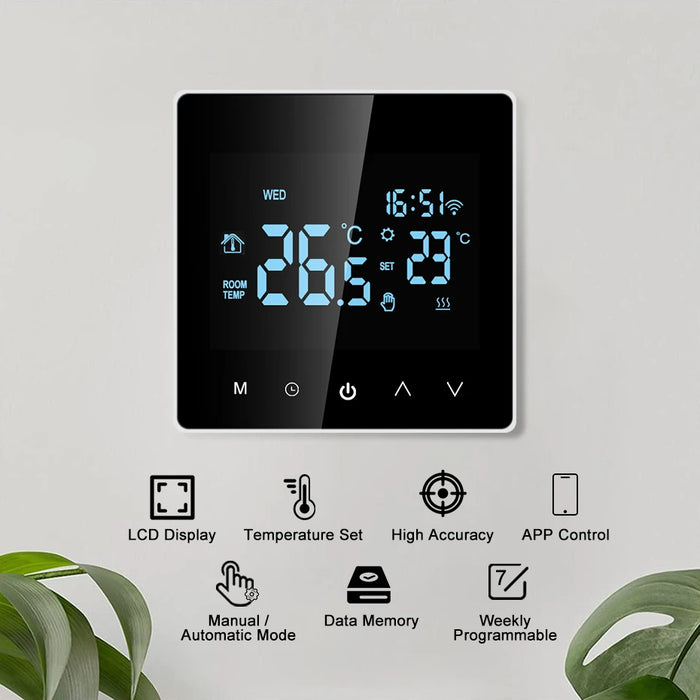 Enagua Mart Smart WiFi Heating Thermostat - Tuya Compatible Temperature Controller for Water, Gas, and Electric Heating Systems