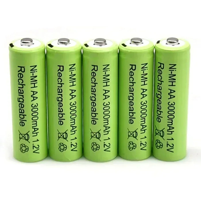 Enagua Mart 3000mAh AA Ni-MH Rechargeable Battery - 1.2V High-Capacity Green Batteries for Solar Lamps and Flashlights