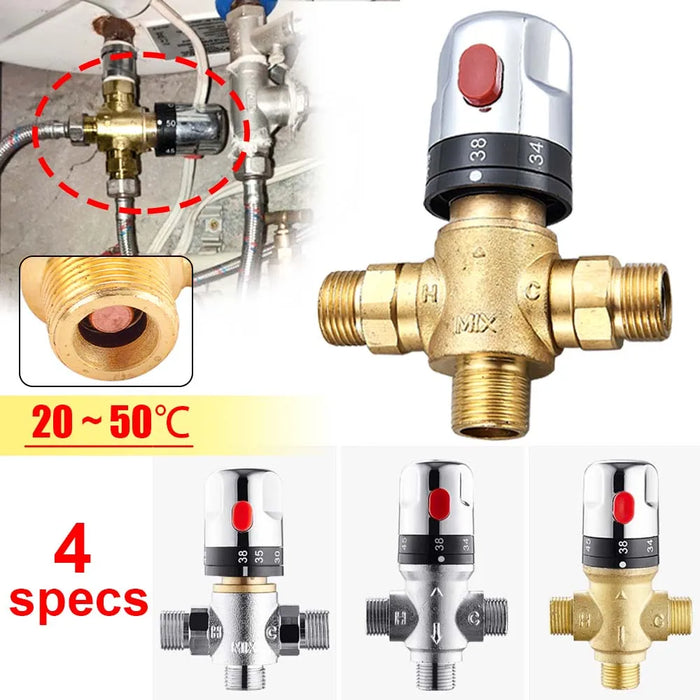 Enagua Mart Brass Thermostatic Mixing Valve - Constant Temperature Control for Solar Water Heaters and Showers