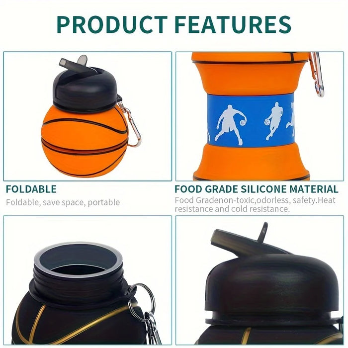 Enagua Mart 550ml Basketball Shape Collapsible Portable Water Bottle - Fitness and Travel