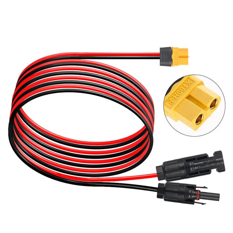 Enagua Mart 0.6M - 1.6M Solar Charge Cable XT60 Adapter to Solar Male/Female Connector Extension Wire 12AWG for Battery Pack - Enagua Mart