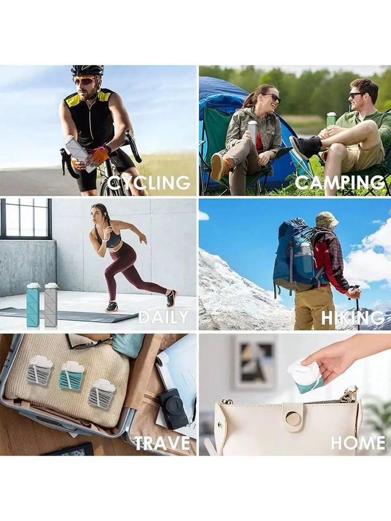 Enagua Mart 620ml Collapsible Water Bottle - Leakproof Silicone Bottle for Gym, Hiking, and Camping