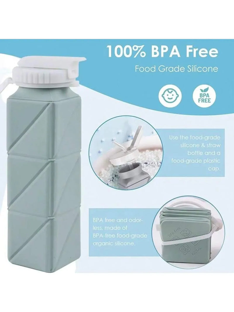 Enagua Mart 620ml Collapsible Water Bottle - Leakproof Silicone Bottle for Gym, Hiking, and Camping