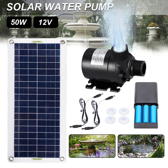 Enagua Mart 50W Brushless Solar Water Pump Unit - Ultra-Silent 800L/H Pump Kit for Fish Ponds, Pools, and Garden Fountains