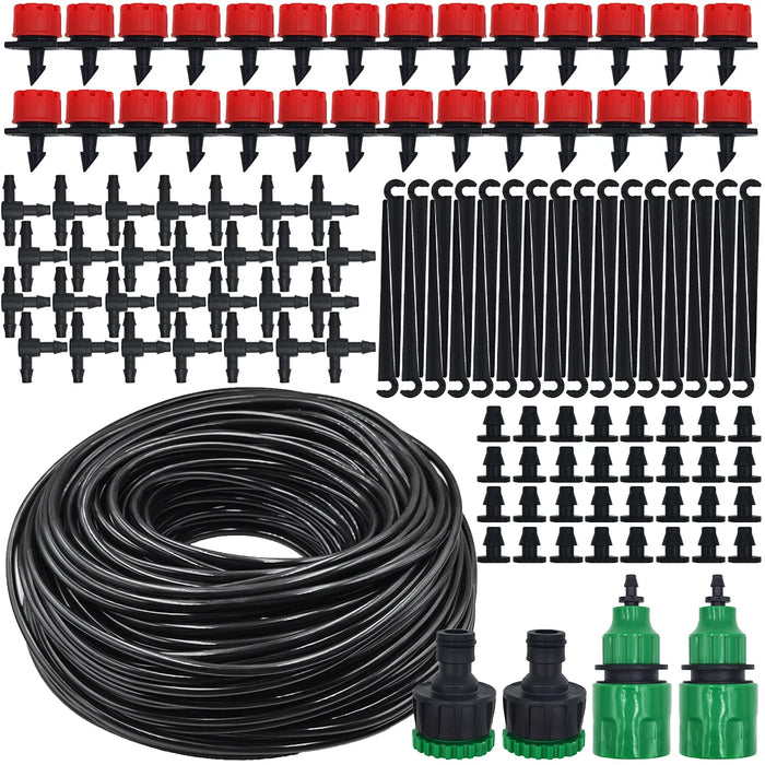 Enagua Mart Micro Drip Irrigation System - 20m Automatic Watering with Adjustable Drippers and Misting Garden Hose Kit