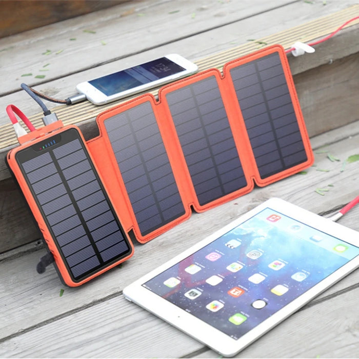 Enagua Mart 20000mAh Foldable 4 Solar Panel Power Bank - Dual USB Fast Charging Power Bank for iPhone, Samsung, with Flashlight