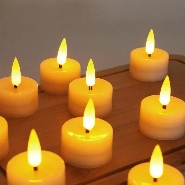 Enagua Mart LED Flameless Flickering Tea Lights - Battery Operated for Wedding, Anniversary Decor