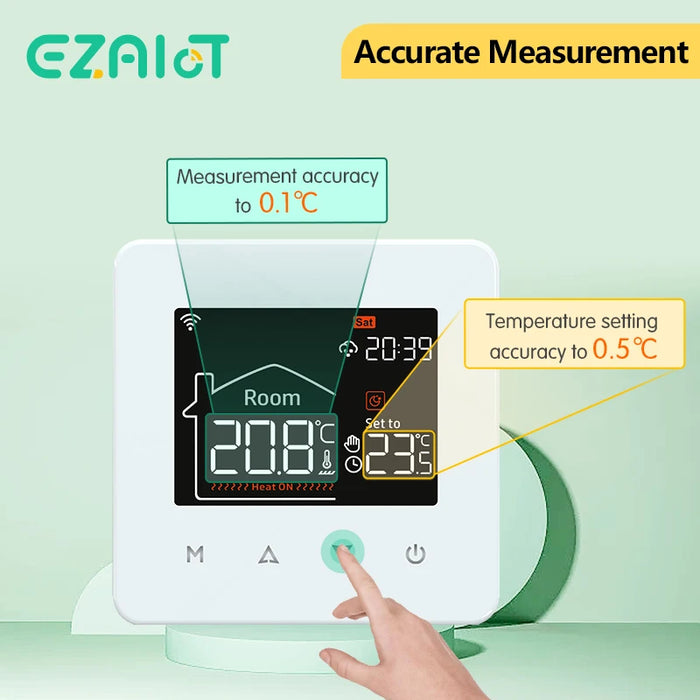 Enagua Mart Tuya Smart Thermostat - Wi-Fi Remote Control for Electric Floor Heating and Gas Boilers, Alexa and Google Home Compatible