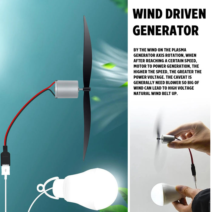 Enagua Mart USB Mini Wind Turbine Motor - 5W LED Windmill Science Teaching Tool for Educational and Demonstration Use