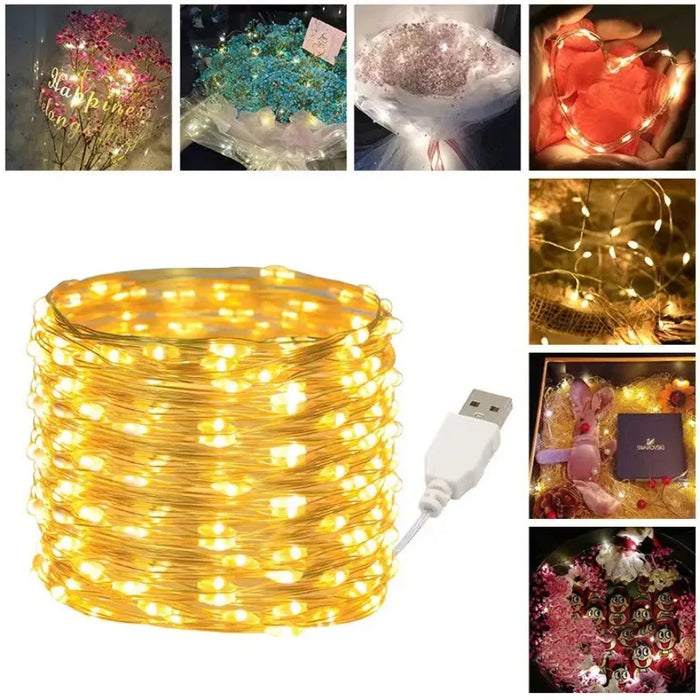 Enagua Mart 10M/20M Waterproof USB LED String Lights - Copper Wire Fairy Garland Lights for Christmas, Wedding, and Party Decor