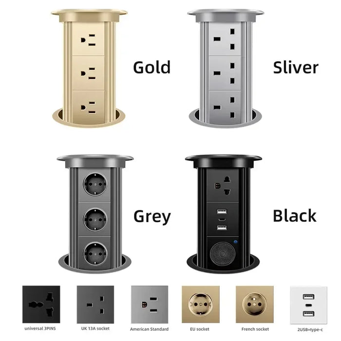 Enagua Mart Desktop Outlet Multi-Layer Worktop Table Socket - Smart Power Pop-Up Electric Tower