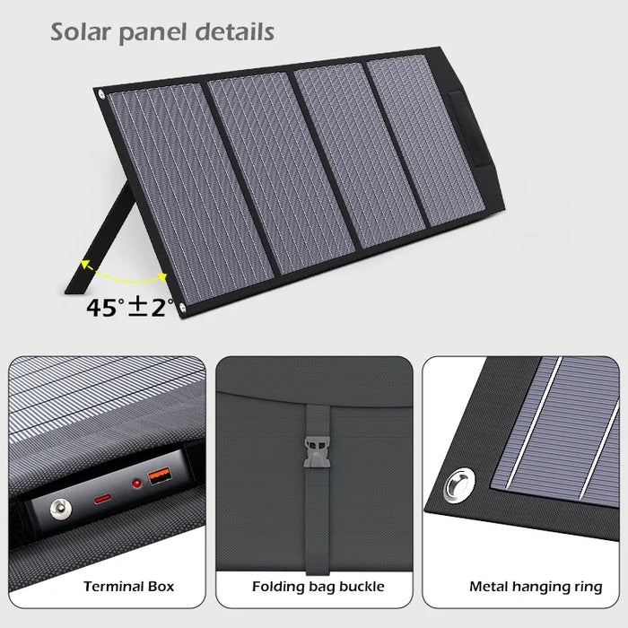 Enagua Mart 1000W Foldable Solar Panel - 12V Charging 10000mAh Lithium Iron Phosphate Battery for Outdoor Camping and Car Charging