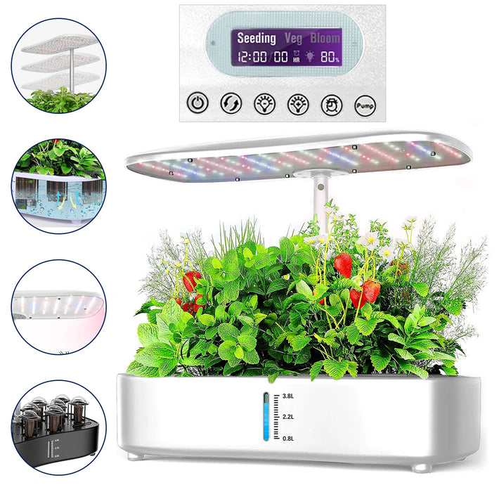 Enagua Mart Automatic Timer 24W Herb Hydroponics Growing System - 192 LEDs for Indoor Planting