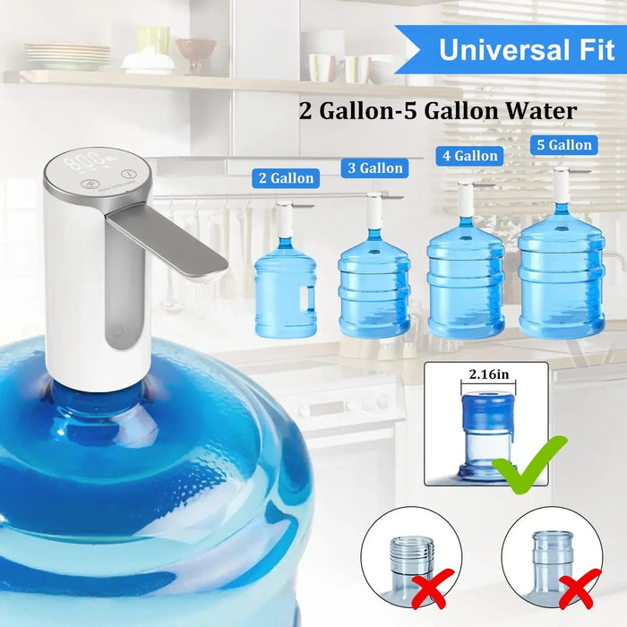 Enagua Mart LED Display Water Dispenser - Touch Button, 3 Quantitative Settings, Foldable Design, Type-C Charging